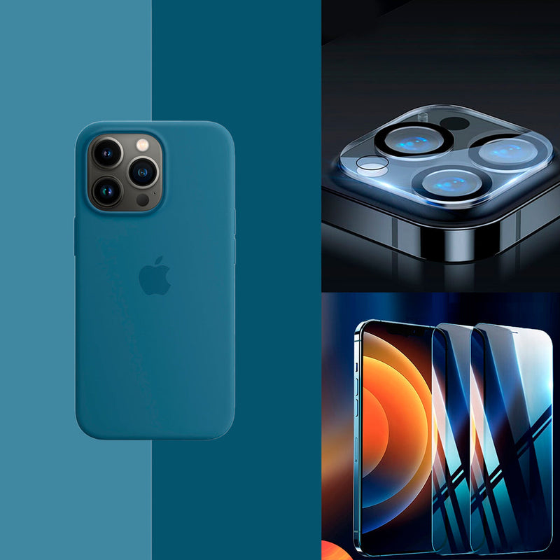 Kit Premium Combo Protección Completa Funda iPhone y Películas