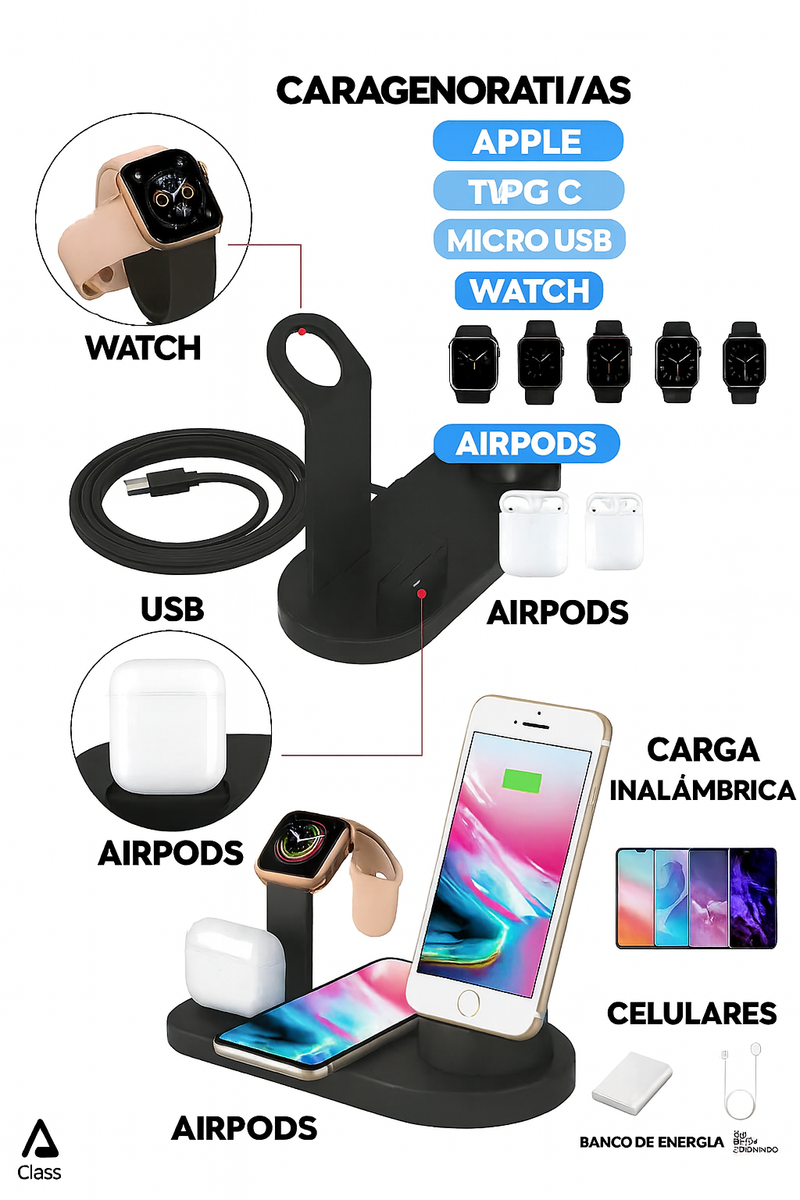 Cargador inalámbrico 7 en 1 - Cargador rápido