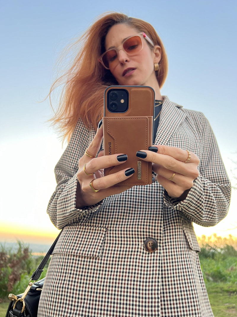 Funda de piel ultrafina para iPhone con cartera magnética 2 en 1