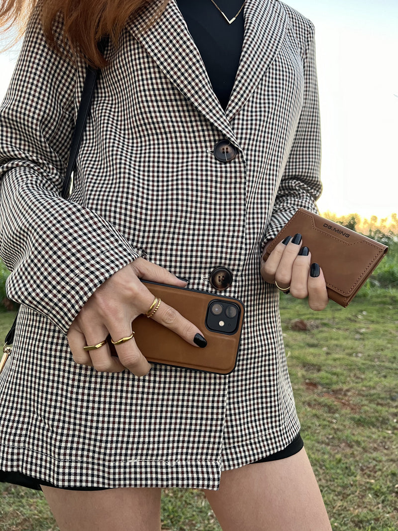 Funda de piel ultrafina para iPhone con cartera magnética 2 en 1