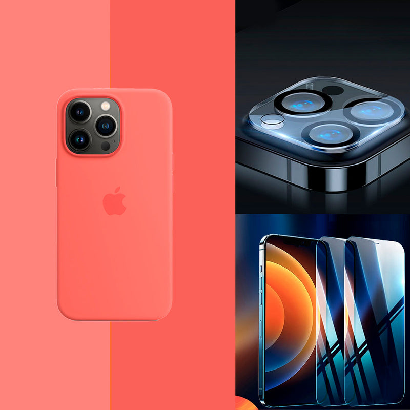 Kit Premium Combo Protección Completa Funda iPhone y Películas