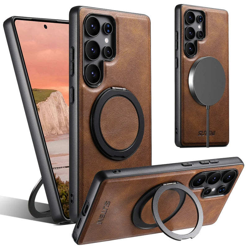 Funda para Samsung de piel con Soporte 360 Magsafe