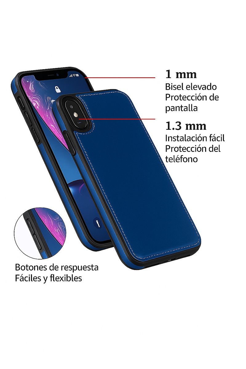Funda iPhone Piel con Cartera Secreta 2 en 1
